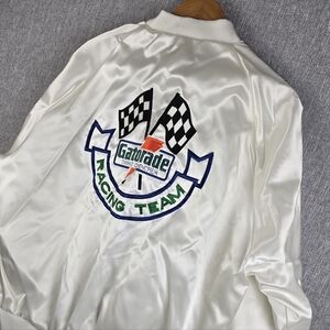 Vtg Gatorade Racing Team Satin Bomber Jacket White Mens Sz XL